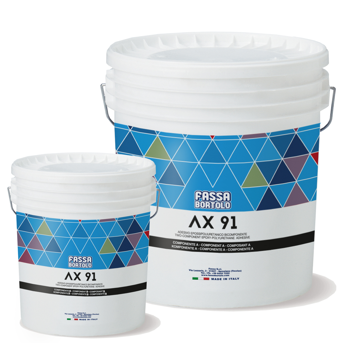 AX 91: Cola epóxi-poliuretano bicomponente, branca e cinza, de altíssima flexibilidade, para interiores e exteriores